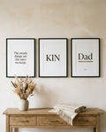 Dad Wall Art — three finished prints framed on a wall