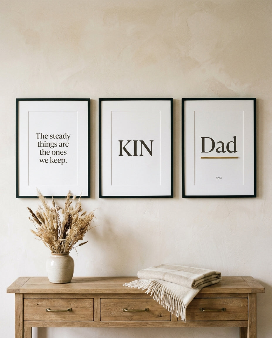 Dad Wall Art — three finished prints framed on a wall