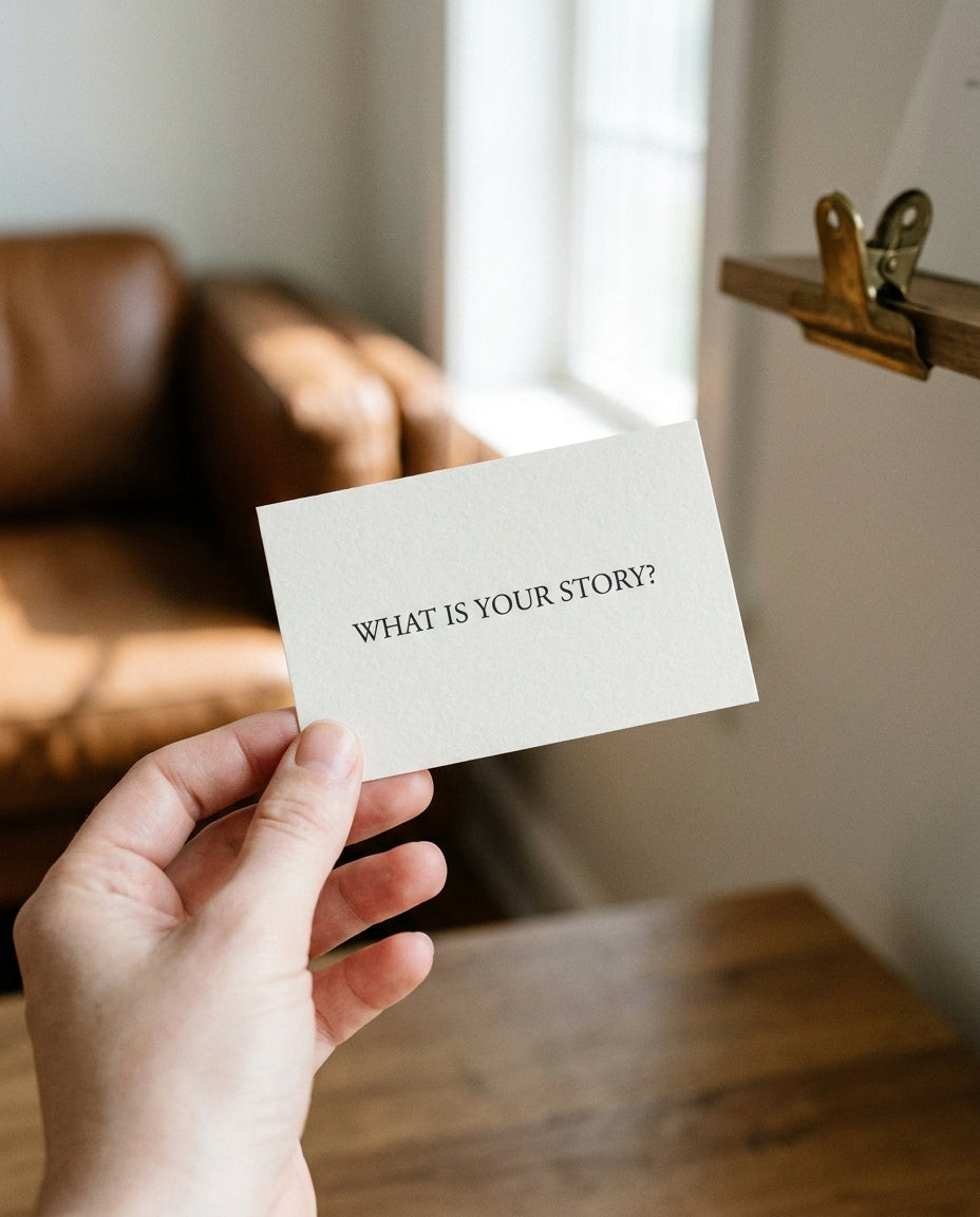 Holding a Questions for My Father card