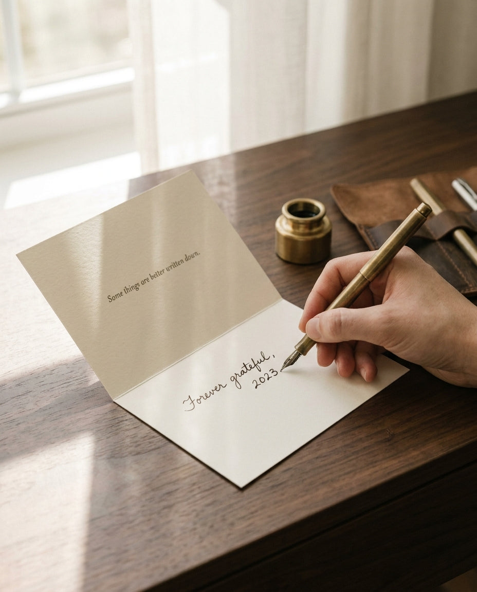 A Note for Dad — writing inside the open card by hand