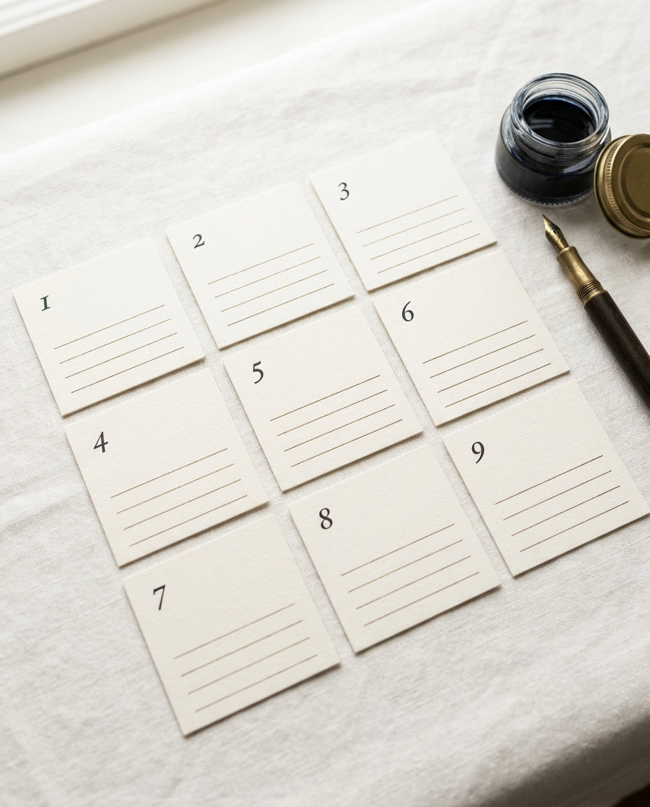52 reasons cards laid out in a grid