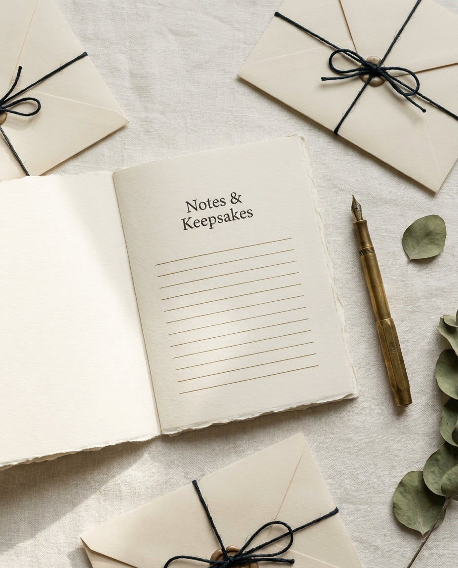 Open When letter set flat lay